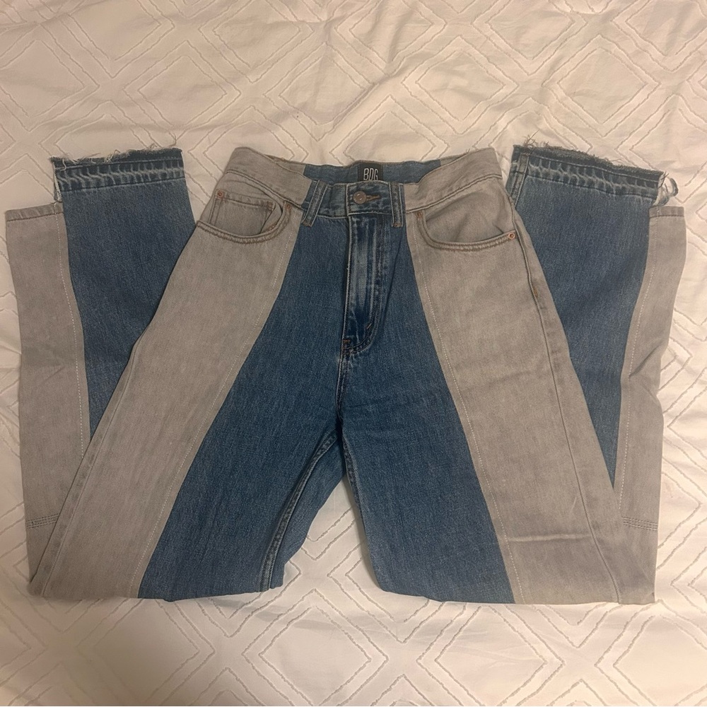 Urban Outfitters BDG High Waisted Straight Leg Two-Tone Block Jean